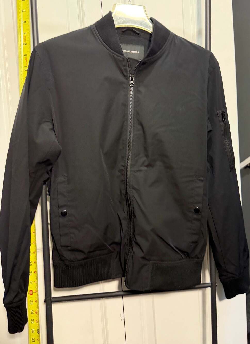 Banana Republic Men's Black Nylon Blend Bomber Jacket